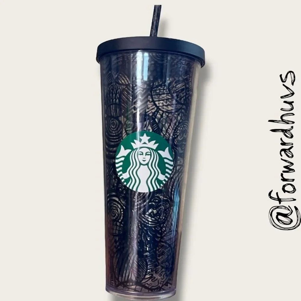 2014 Starbucks Black Circle Acrylic Venti Tumbler - Replacement Straw